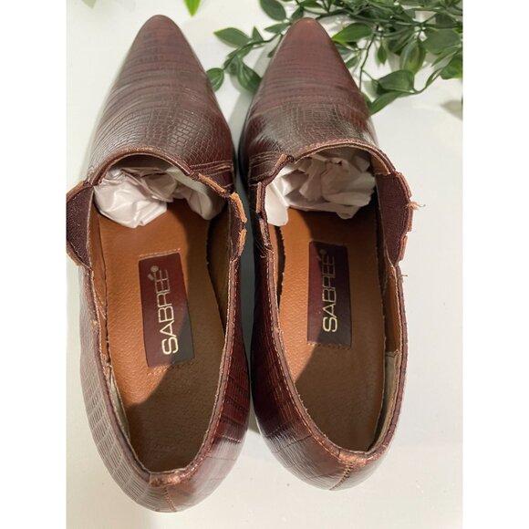 Vintage Sabree Brown Leather Pointed-Toe Slip-On Shoes Size 5.5 For Women's - Picture 8 of 12